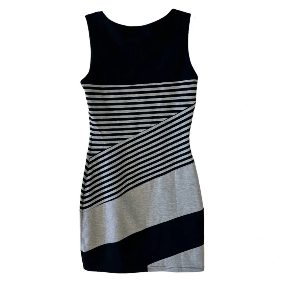MM Couture by Miss Me Bodycon Dress Y2K Large Black Gray‎ Geometric NWT